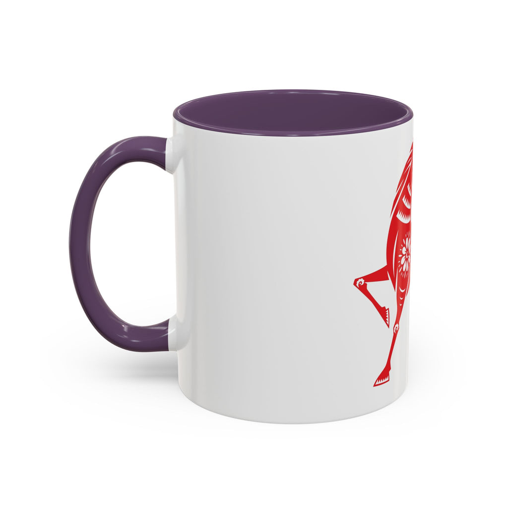 Chinese Paper-Cut Horse Accent Coffee Mug — Red Lunar New Year Design (11/15oz)