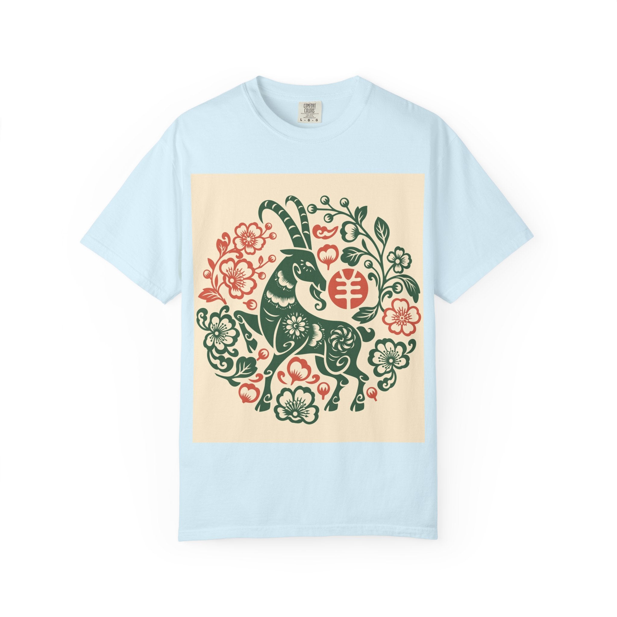 T-Shirt — Floral Zodiac Rabbit Print (Chinese Year of the Rabbit, Botanical Folk Art)