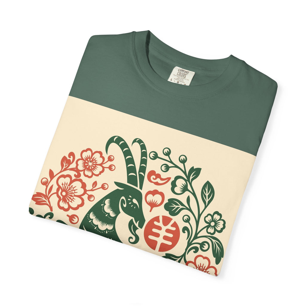 T-Shirt — Floral Zodiac Rabbit Print (Chinese Year of the Rabbit, Botanical Folk Art)