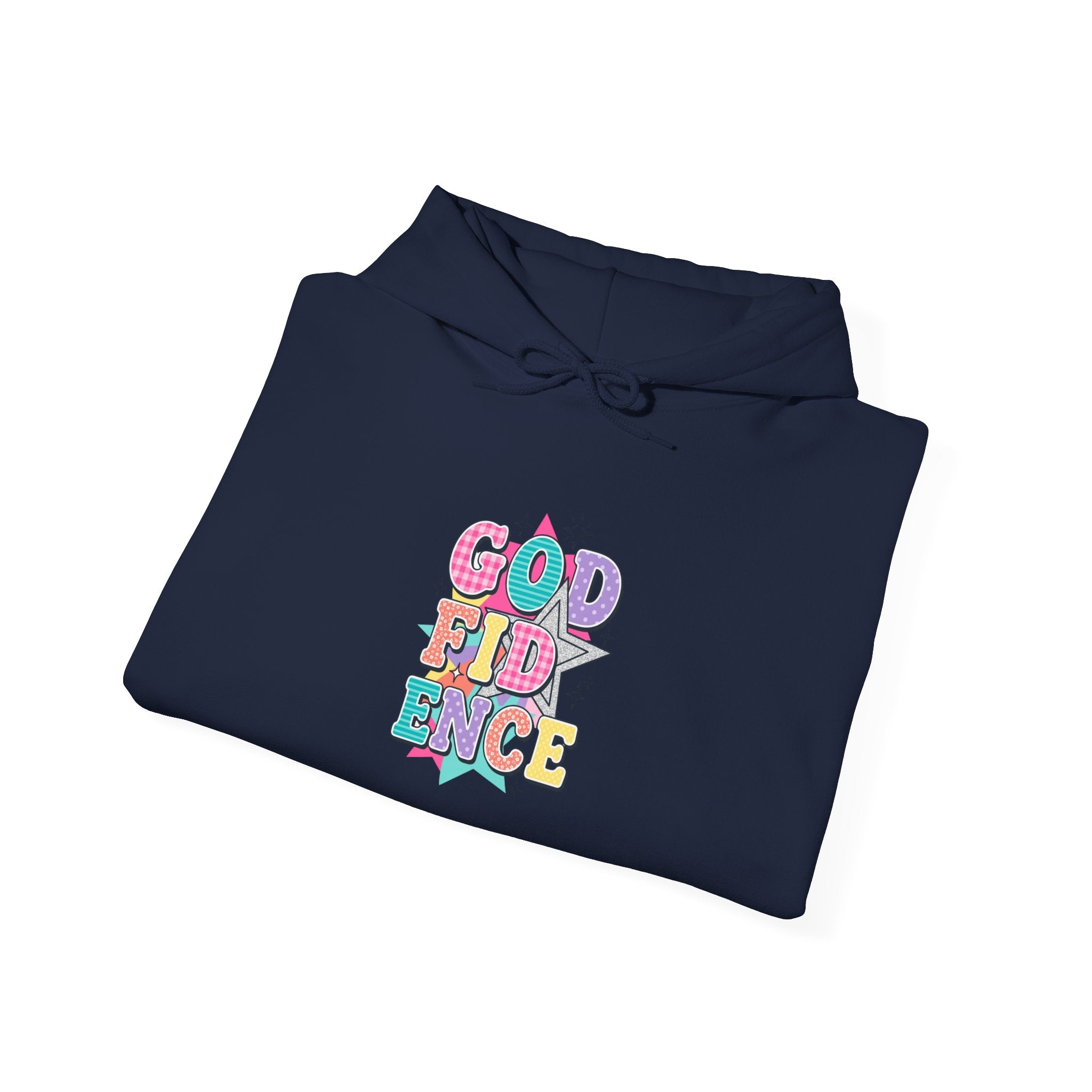 God Confidence hoodie | Christian rainbow scripture style, playful mixed-font