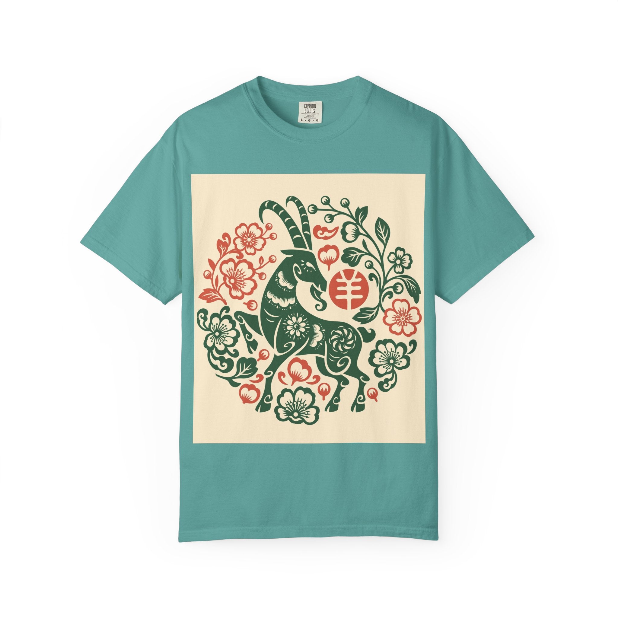 T-Shirt — Floral Zodiac Rabbit Print (Chinese Year of the Rabbit, Botanical Folk Art)