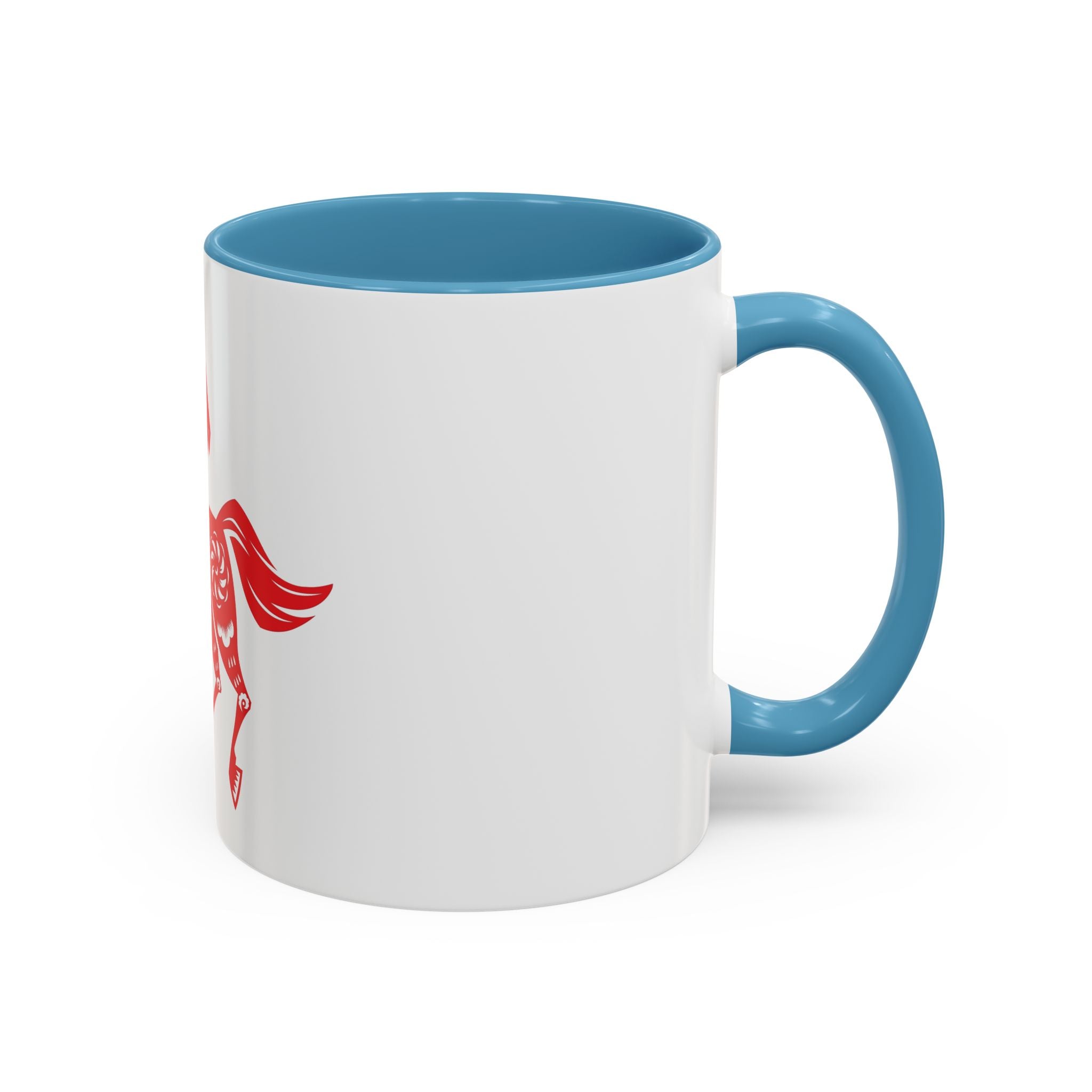 Chinese Paper-Cut Horse Accent Coffee Mug — Red Lunar New Year Design (11/15oz)