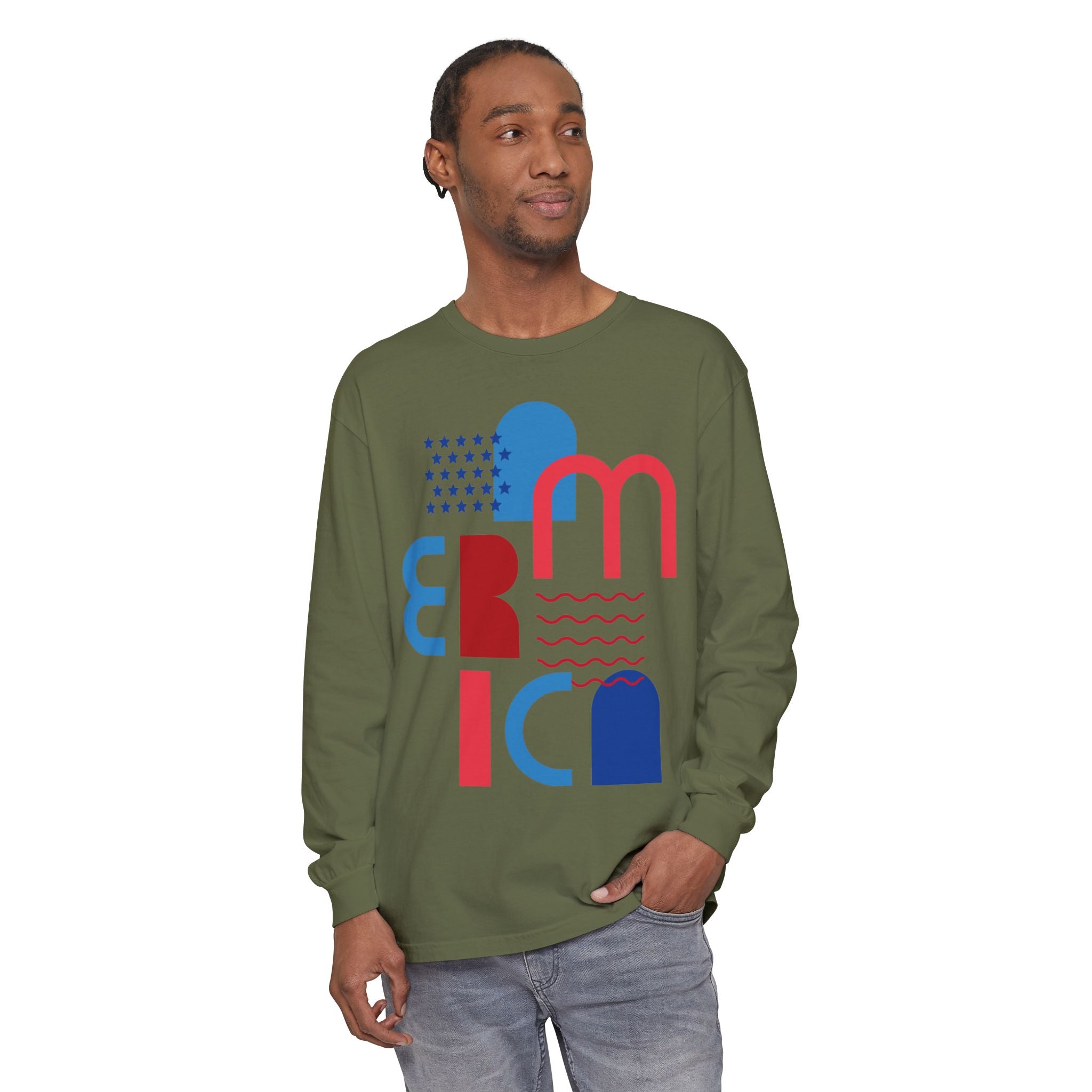 America Abstract Graphic Long Sleeve Tee