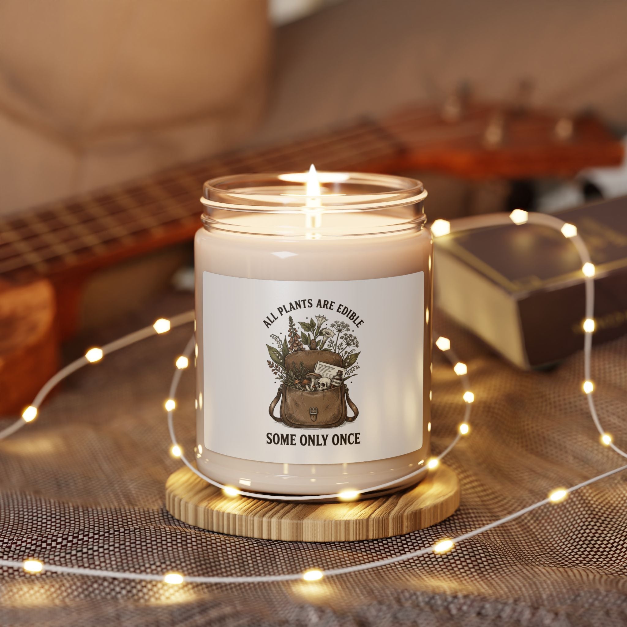 All Plants Are Edible, Some Only Once Candle | Soy Botanical Illustration