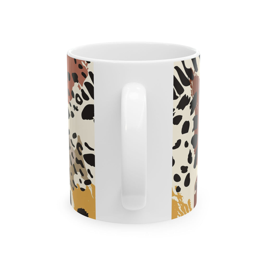 Leopard Brushstroke Ceramic Mug — Earth Tones Animal Print Coffee Cup (11oz/15oz)