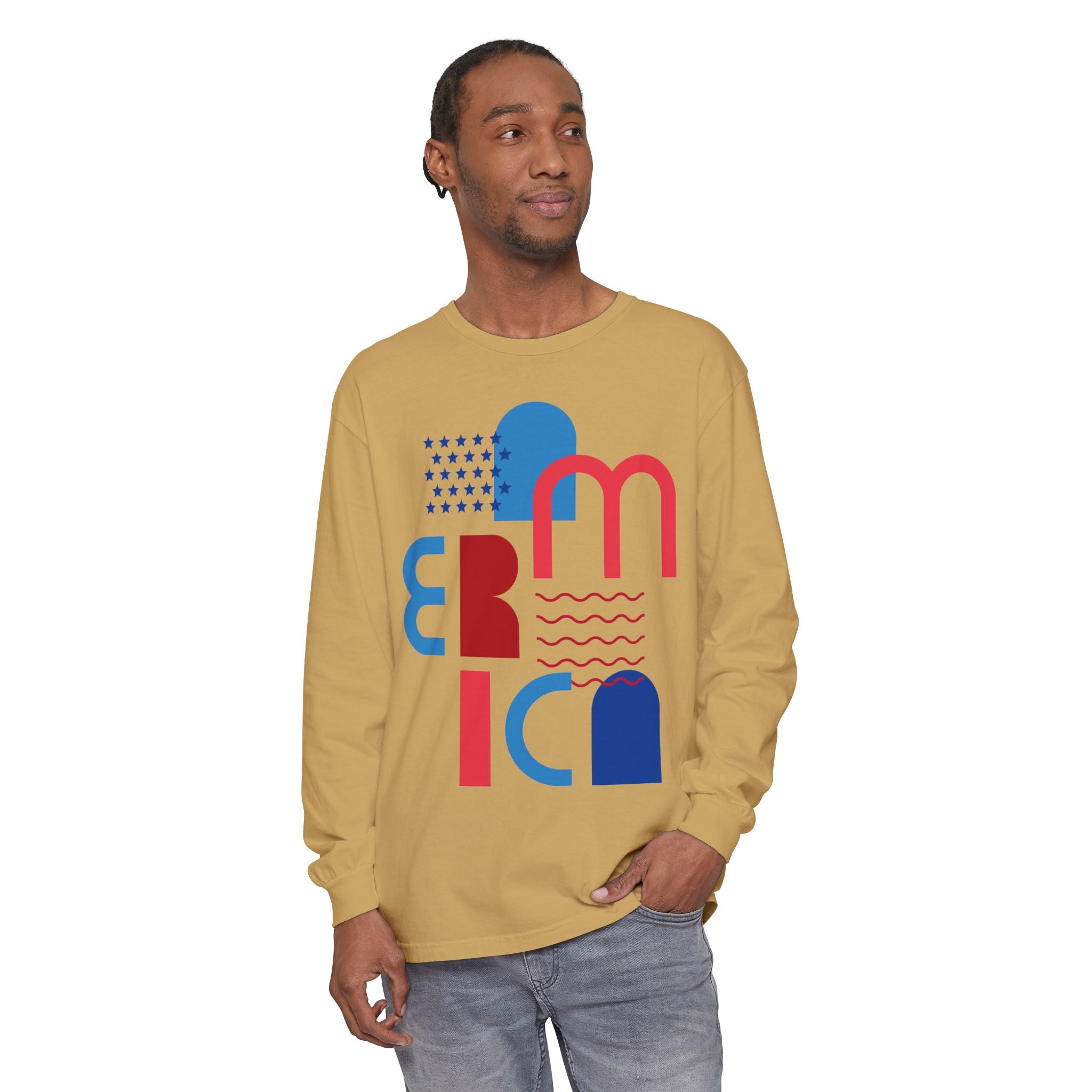 America Abstract Graphic Long Sleeve Tee