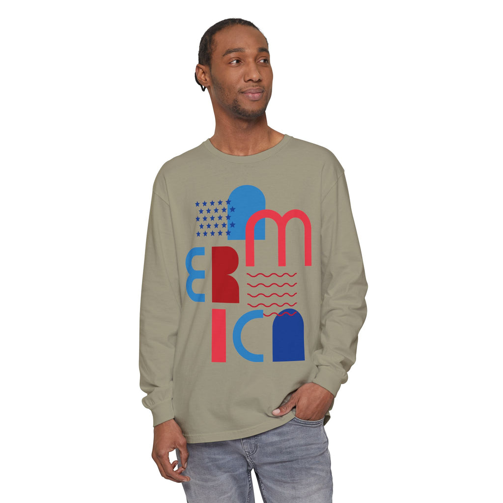 America Abstract Graphic Long Sleeve Tee