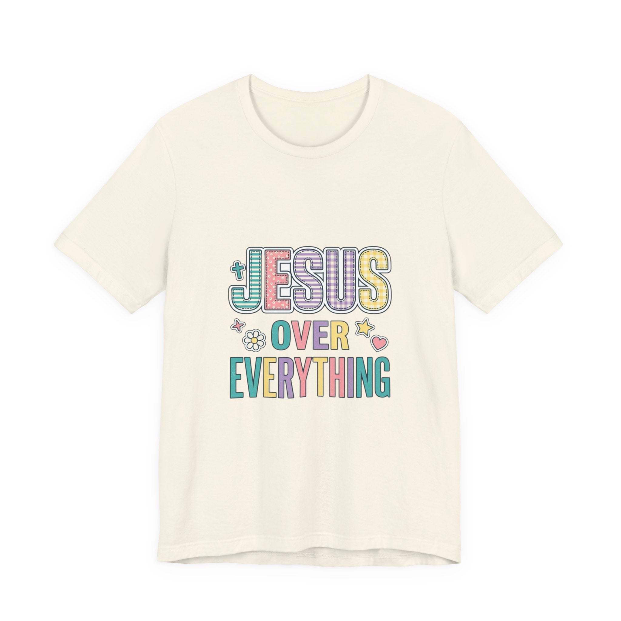 Jesus Over Everything T-Shirt | Christian Rainbow Scripture Tee