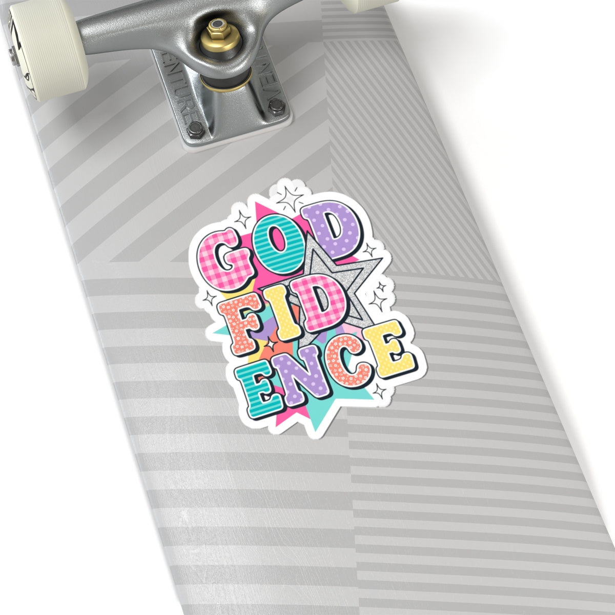 God Confidence Sticker | Christian rainbow scripture, playful faith decal