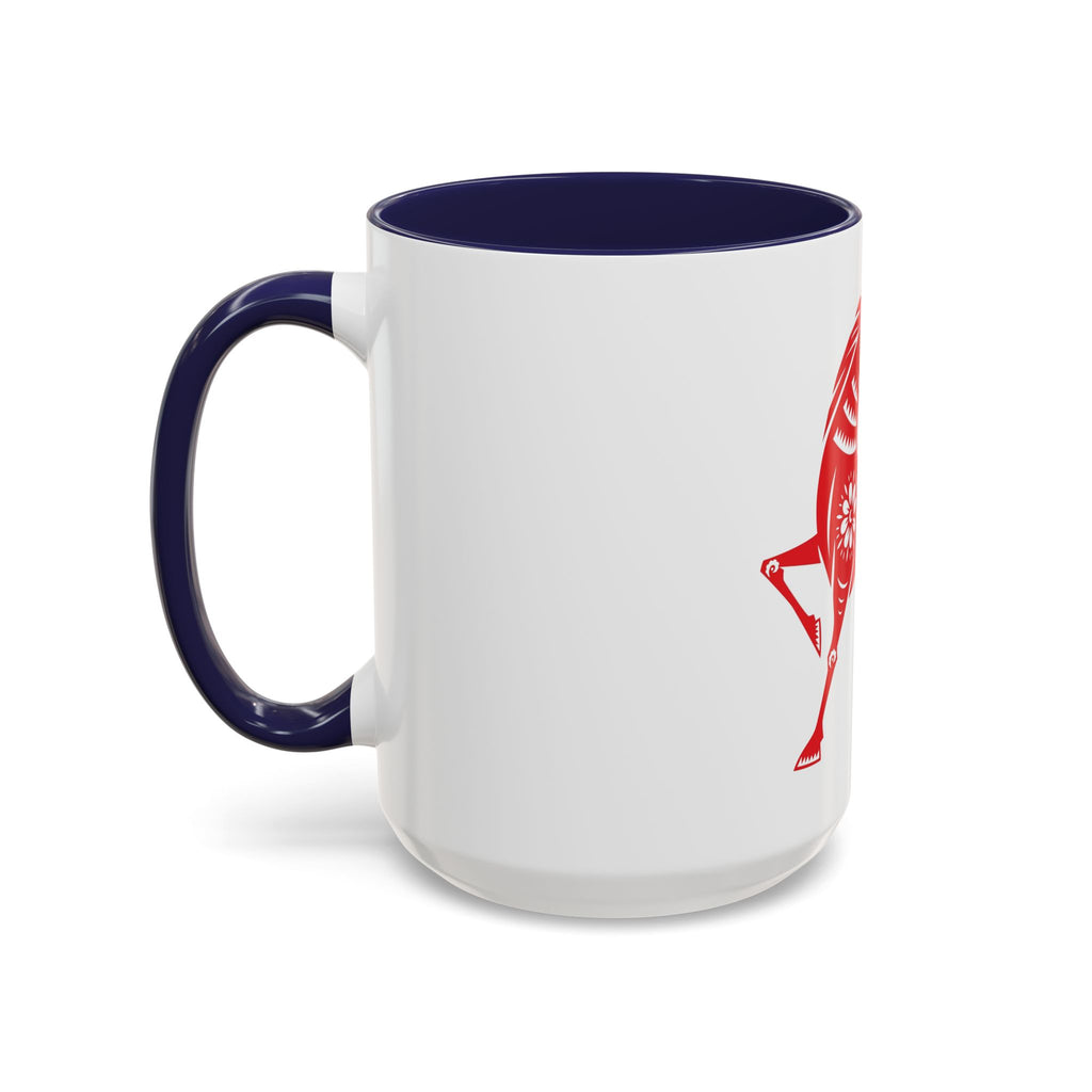 Chinese Paper-Cut Horse Accent Coffee Mug — Red Lunar New Year Design (11/15oz)