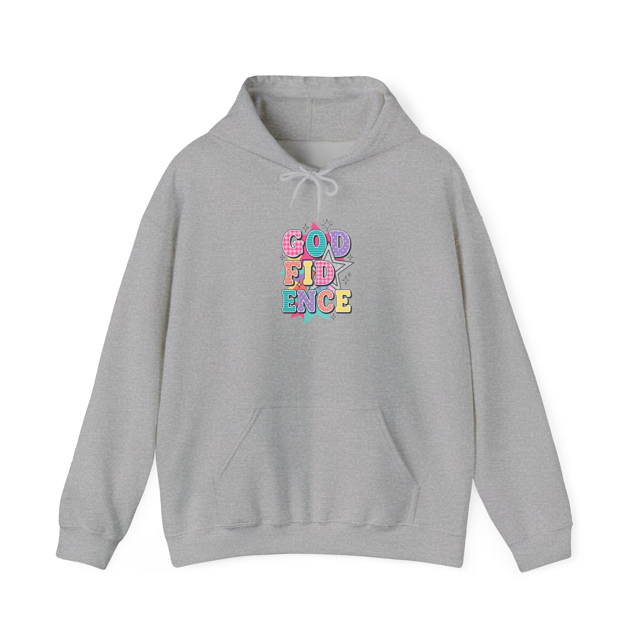 God Confidence hoodie | Christian rainbow scripture style, playful mixed-font
