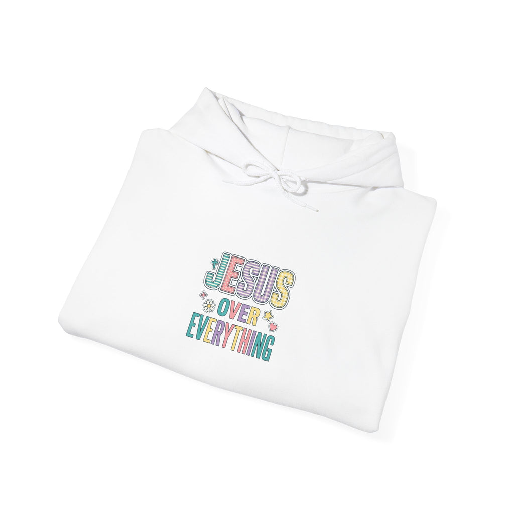 Jesus Over Everything Hoodie | Rainbow Mixed-Font Christian Faith