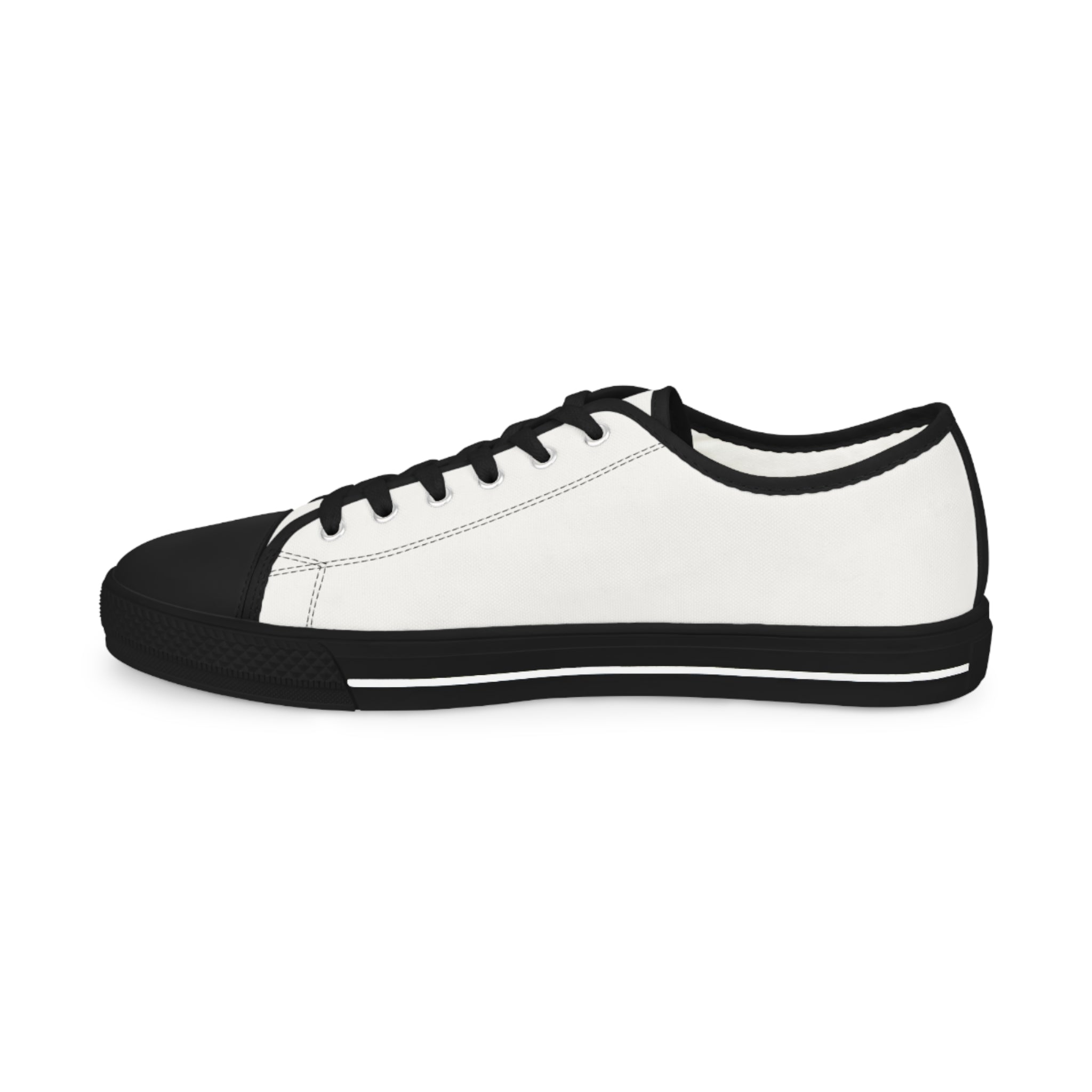 Men's White Low Top Sneakers — Minimal Black Chevron Canvas Shoes