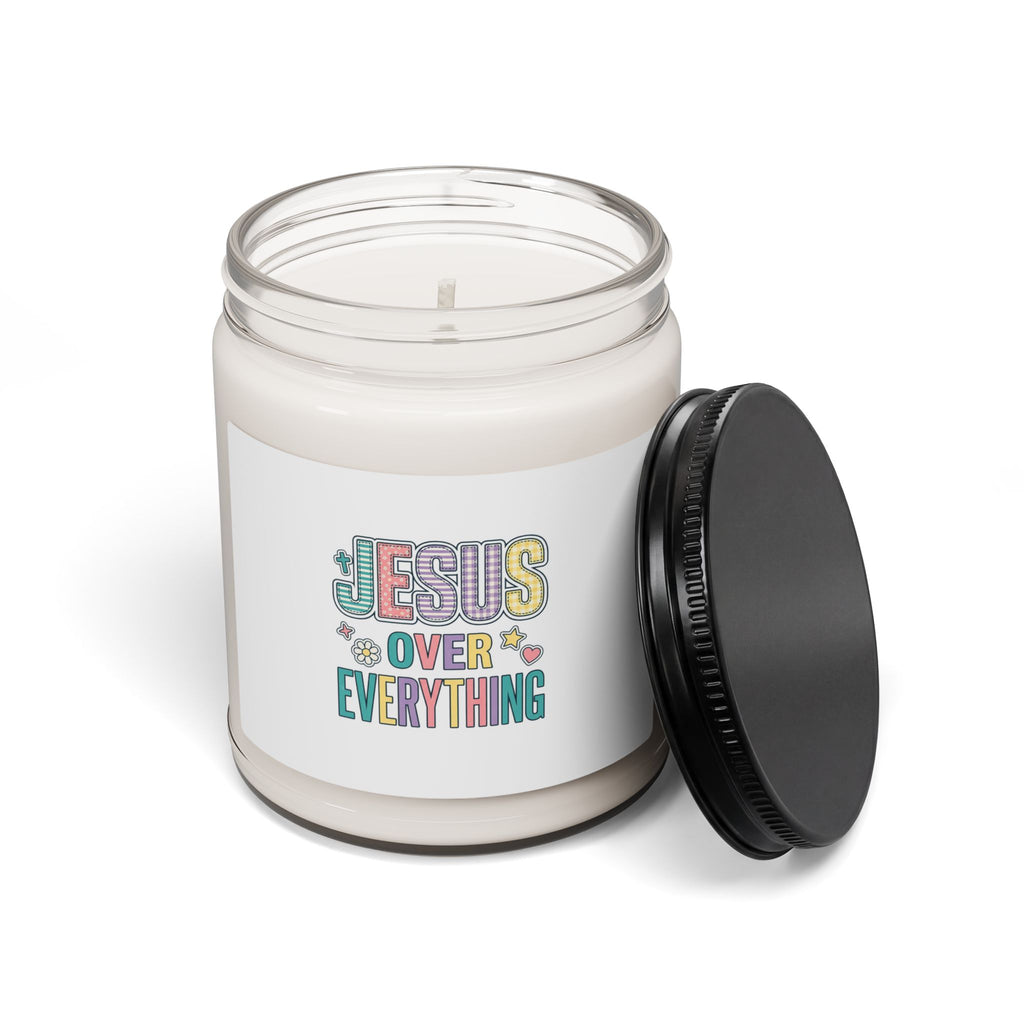 Jesus Over Everything Soy Candle | Christian Rainbow Faith Candle