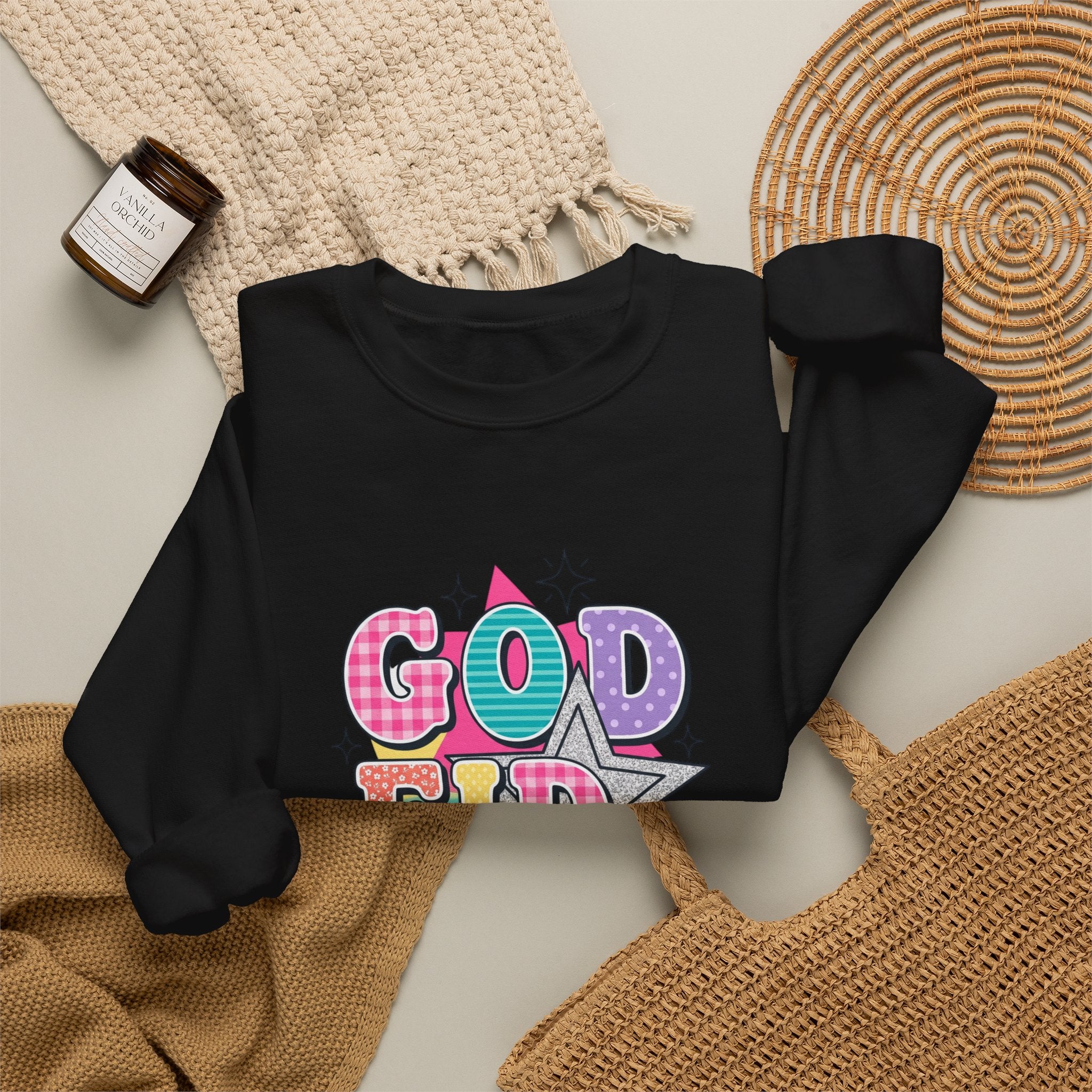 Godfidence Sweatshirt | Christian Rainbow Scripture Quote, Playful Faith Typography