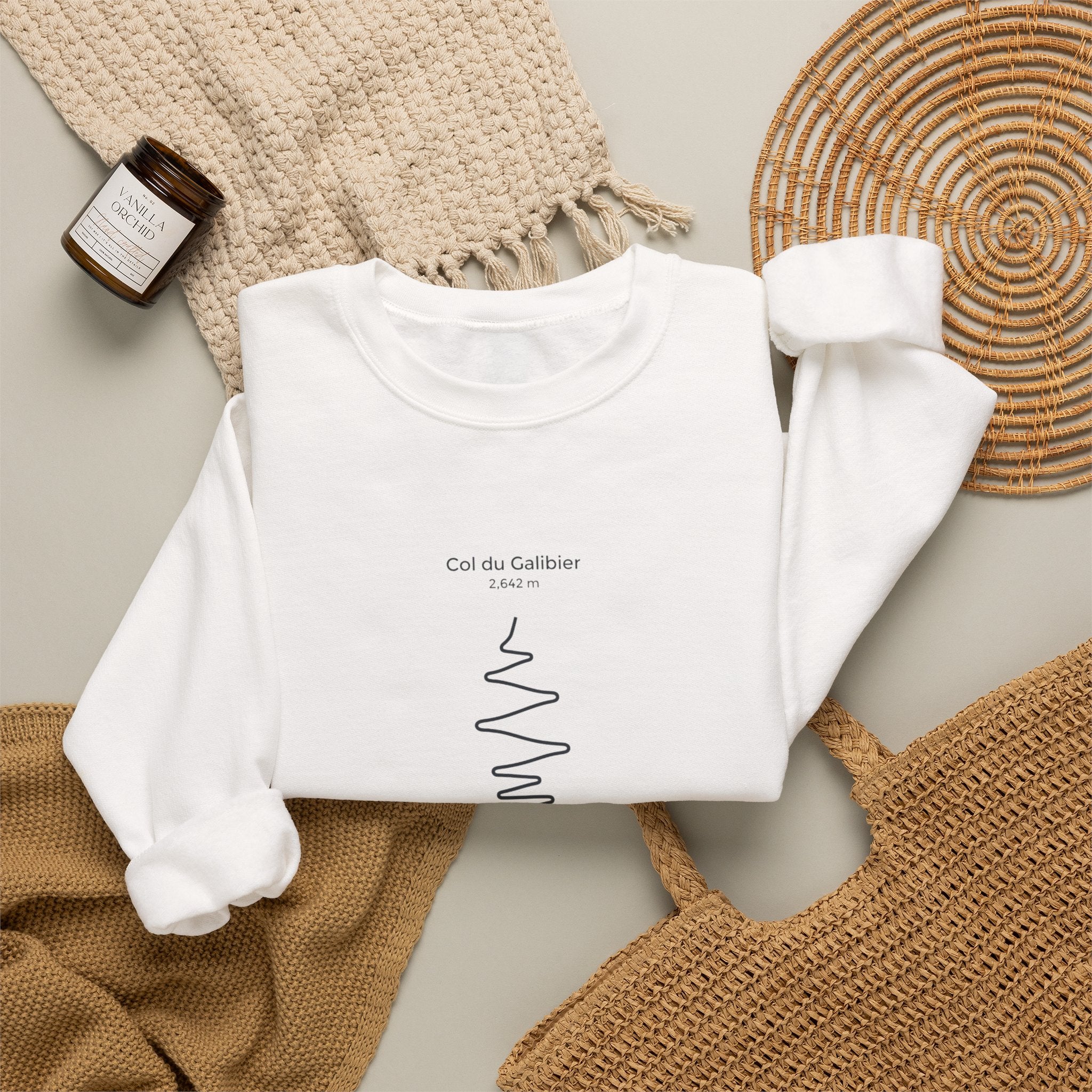 Col du Galibier Line Art Crewneck Sweatshirt | Cycling Tour de France Route