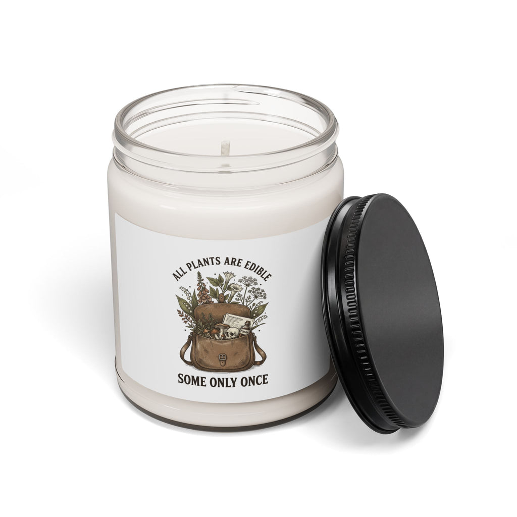 All Plants Are Edible, Some Only Once Candle | Soy Botanical Illustration