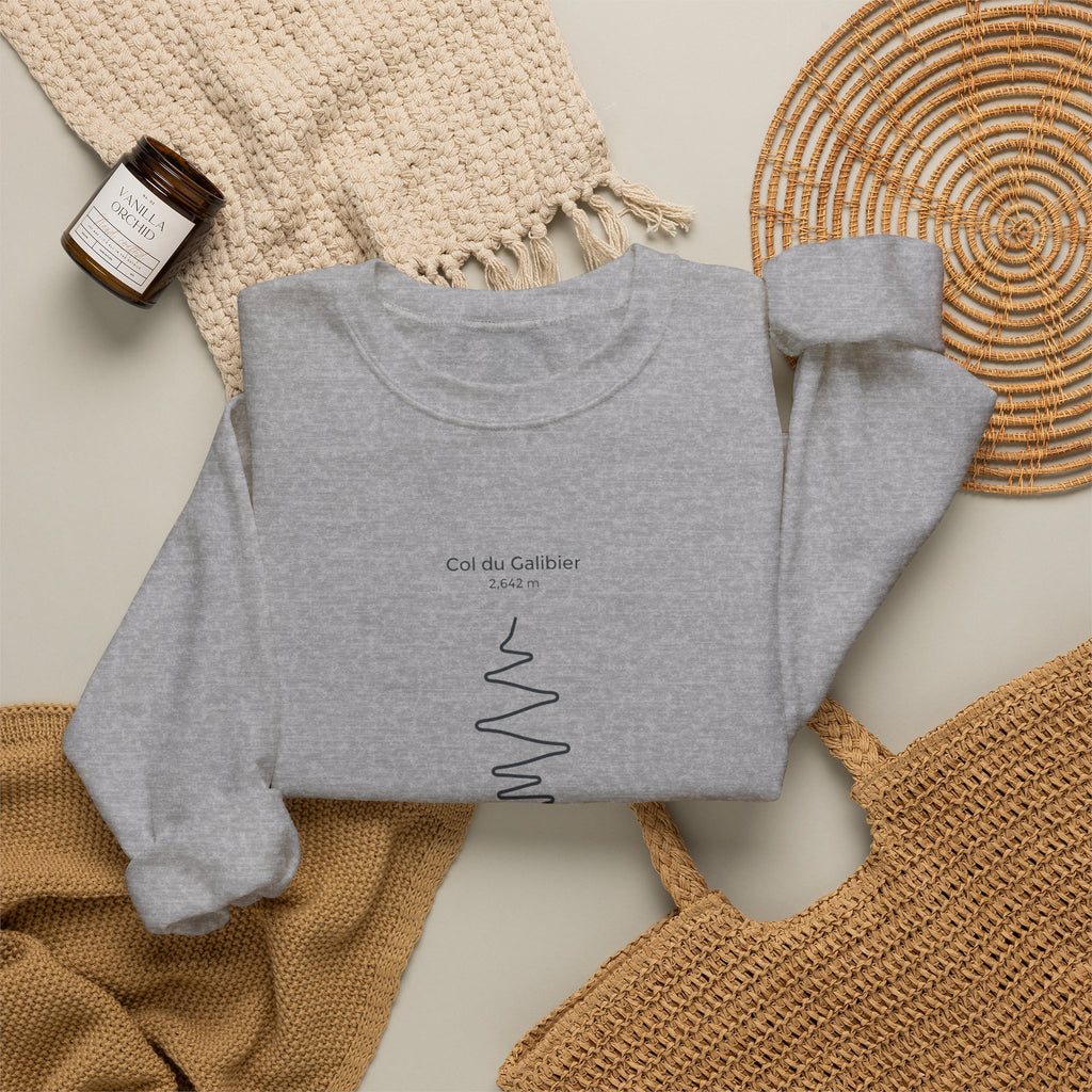 Col du Galibier Line Art Crewneck Sweatshirt | Cycling Tour de France Route