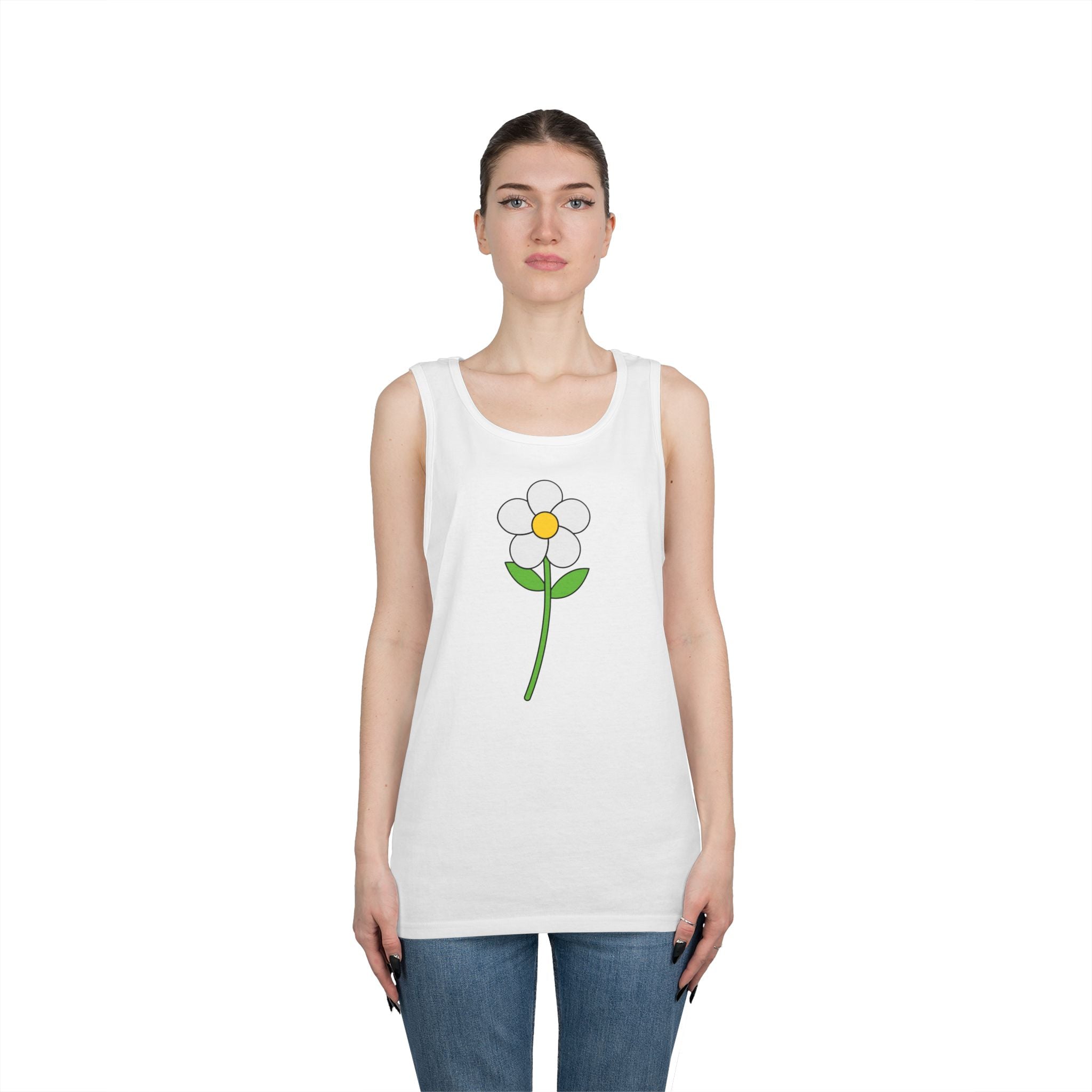 Daisy Graphic Tank Top — Minimal Floral Summer Tank