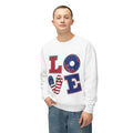 Patriotic LOVE Crewneck Sweatshirt — American Flag Donut & Flip-Flop Design