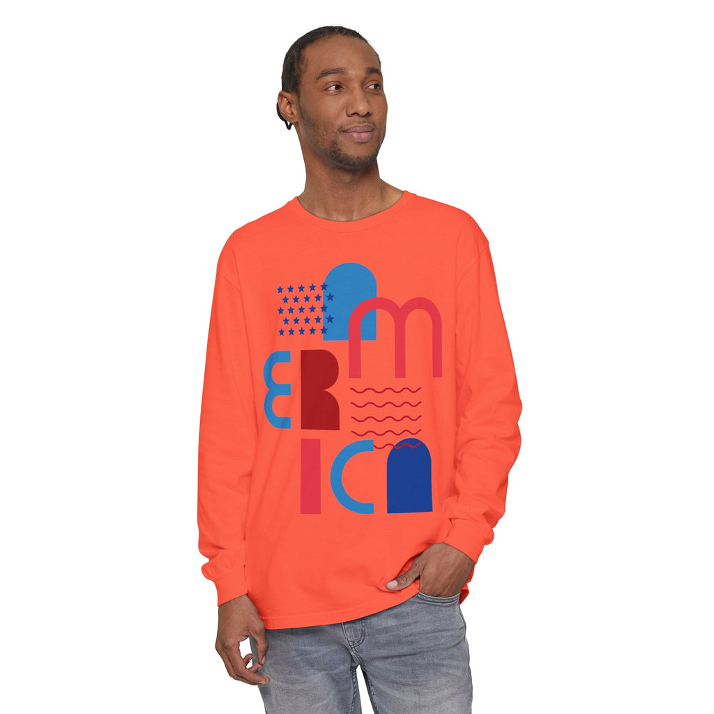 America Abstract Graphic Long Sleeve Tee
