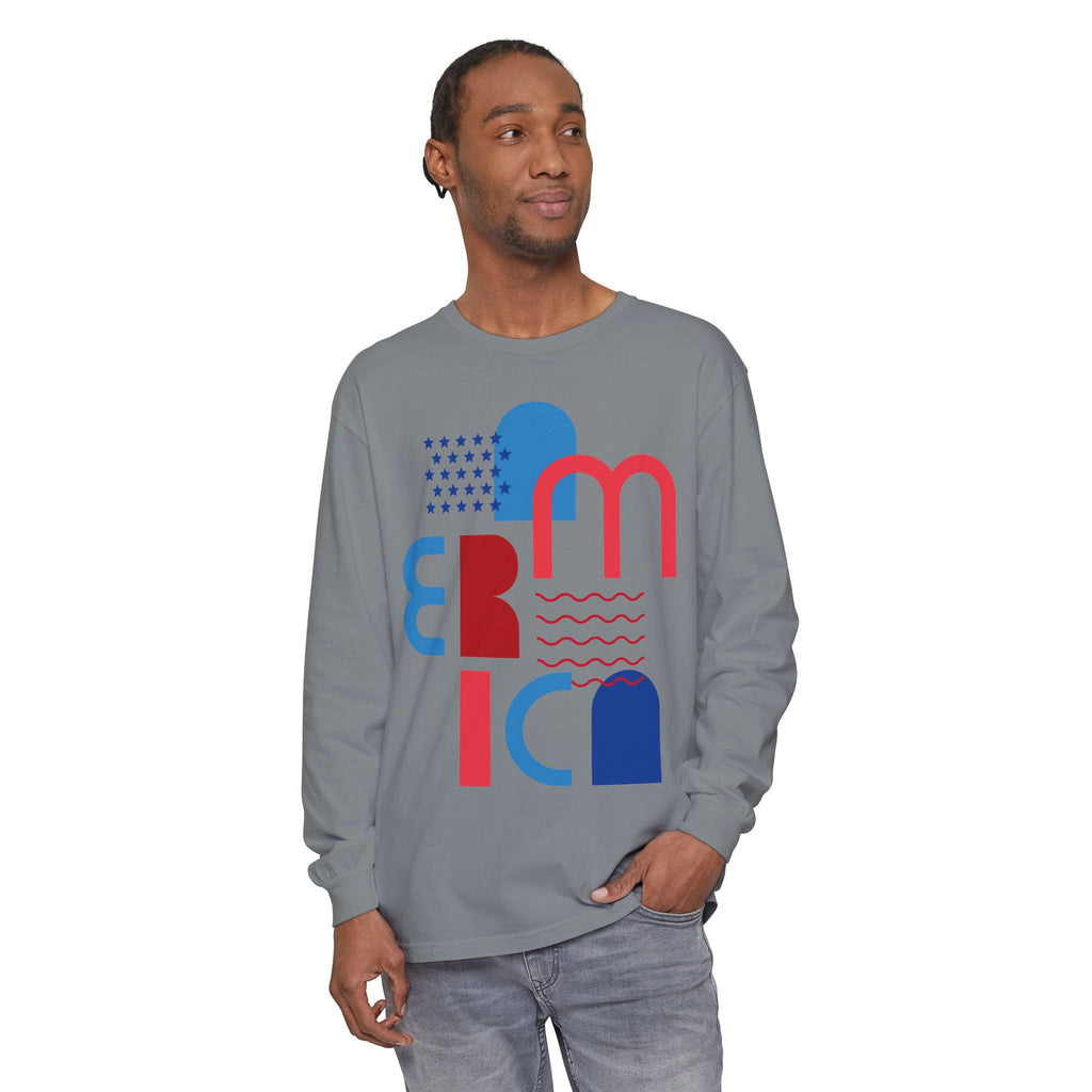 America Abstract Graphic Long Sleeve Tee