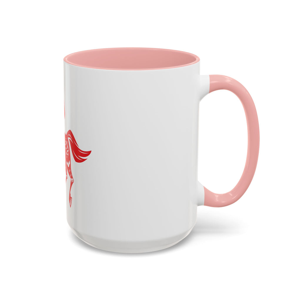Chinese Paper-Cut Horse Accent Coffee Mug — Red Lunar New Year Design (11/15oz)
