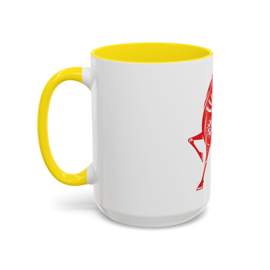 Chinese Paper-Cut Horse Accent Coffee Mug — Red Lunar New Year Design (11/15oz)