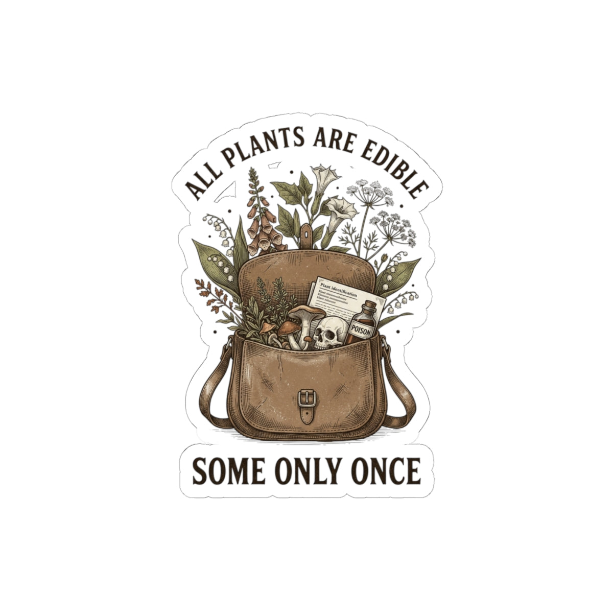 All Plants Are Edible Sticker | Vintage Botanical, Dark Nature Humor