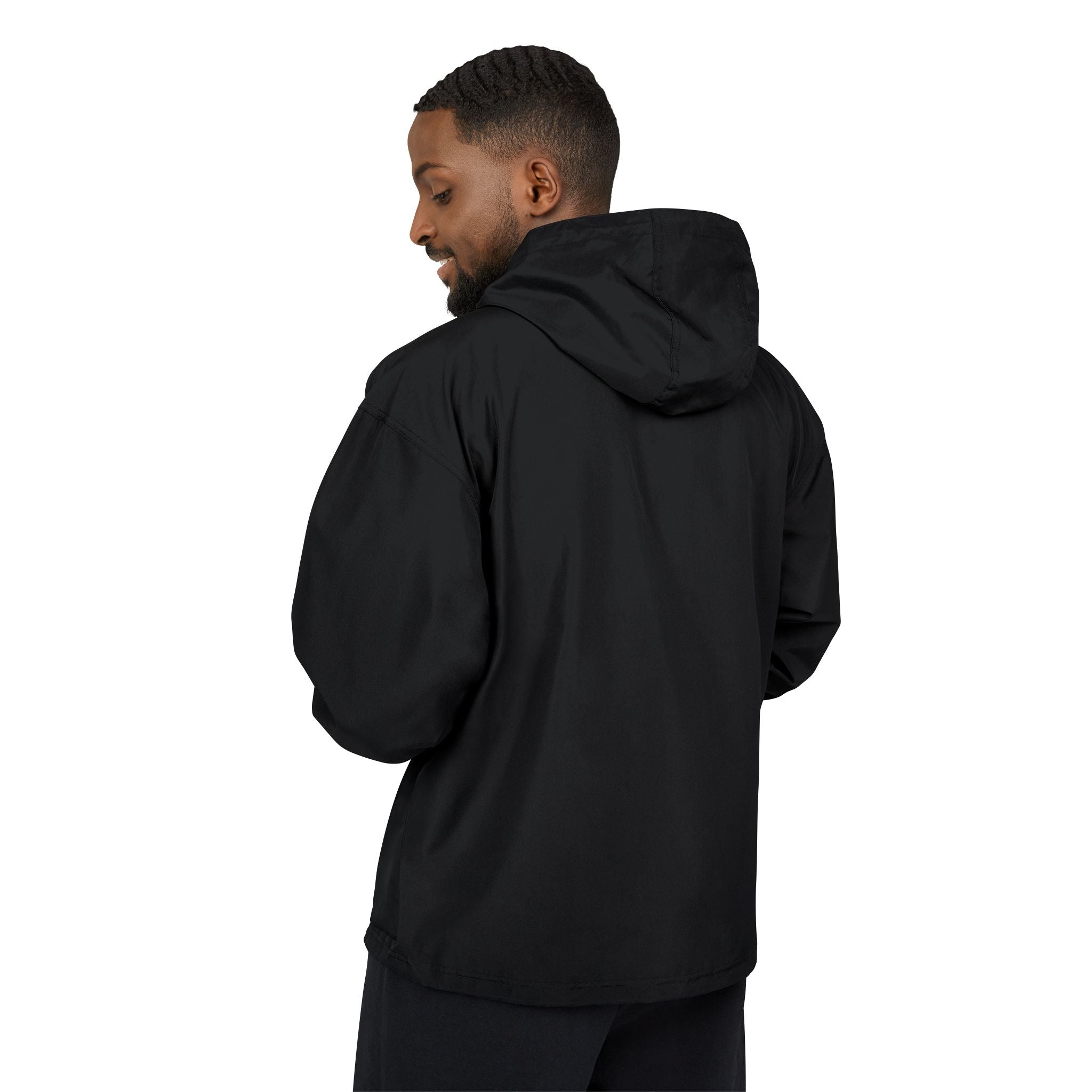 Packable Anorak Jacket - Lightweight Grey Windbreaker with Small White V Logo