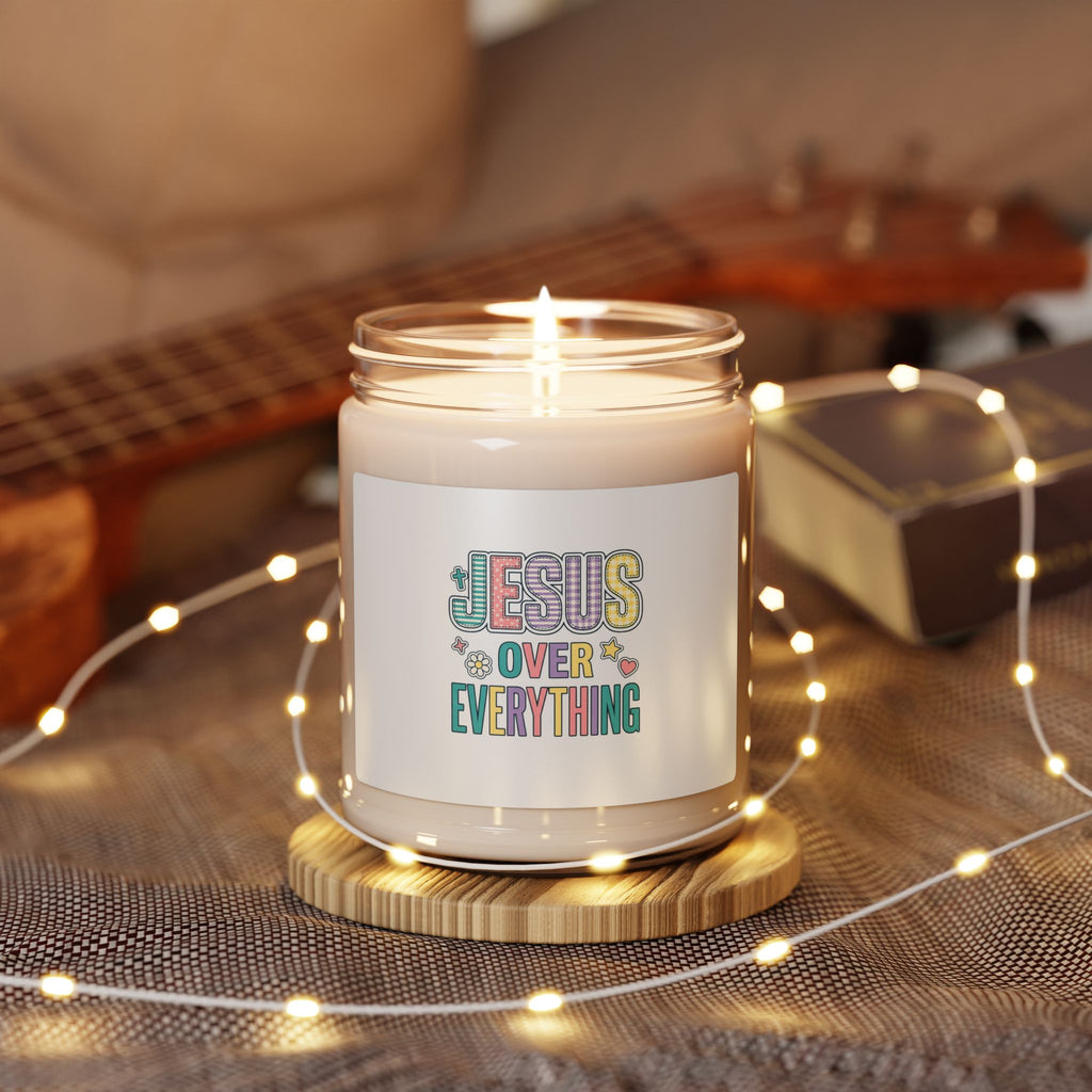 Jesus Over Everything Candle | Christian, Rainbow Scripture Soy