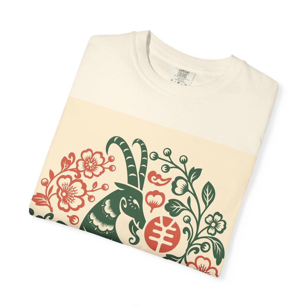 T-Shirt — Floral Zodiac Rabbit Print (Chinese Year of the Rabbit, Botanical Folk Art)