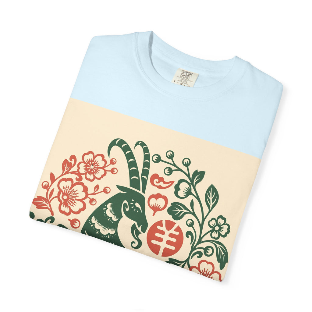 T-Shirt — Floral Zodiac Rabbit Print (Chinese Year of the Rabbit, Botanical Folk Art)