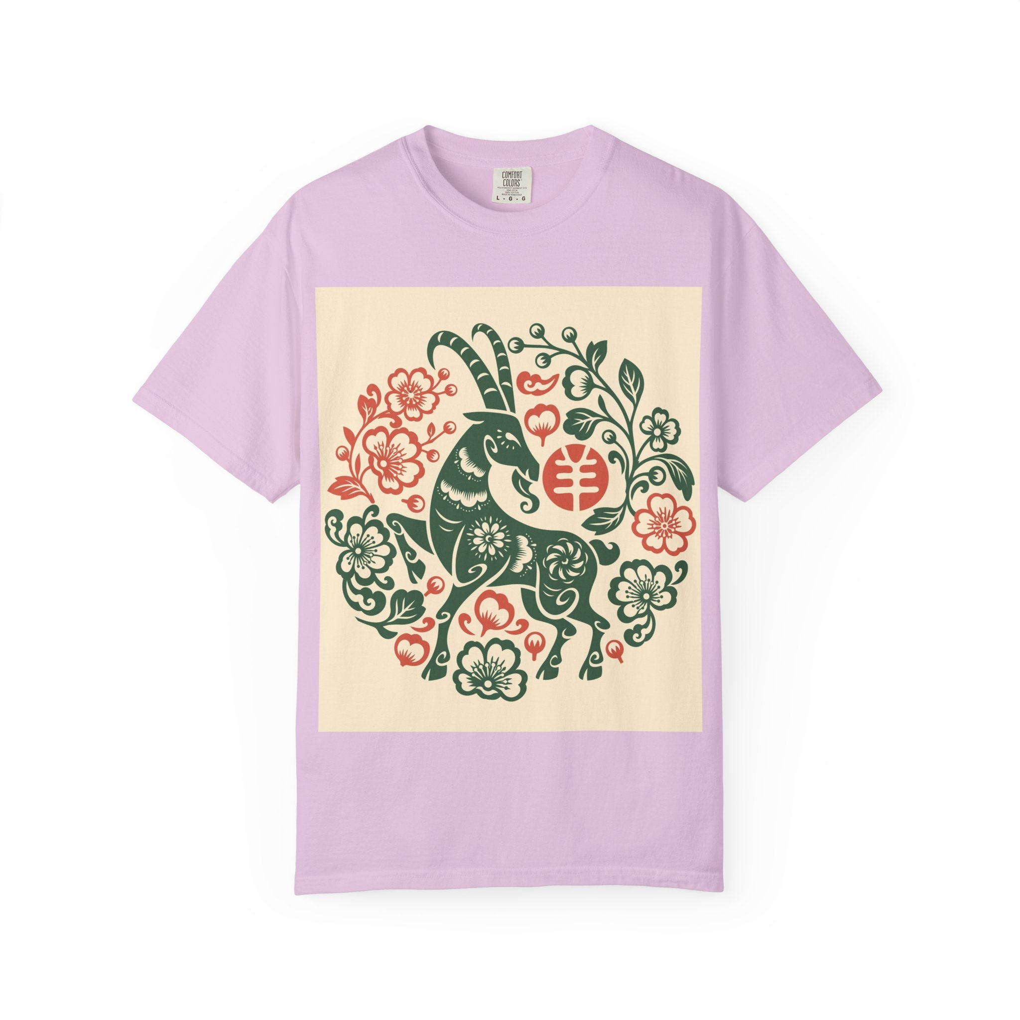 T-Shirt — Floral Zodiac Rabbit Print (Chinese Year of the Rabbit, Botanical Folk Art)