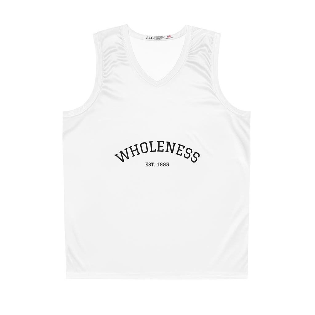 Wholeness Basketball Jersey — Minimal Arch Logo "WHOLENESS EST. 1995"
