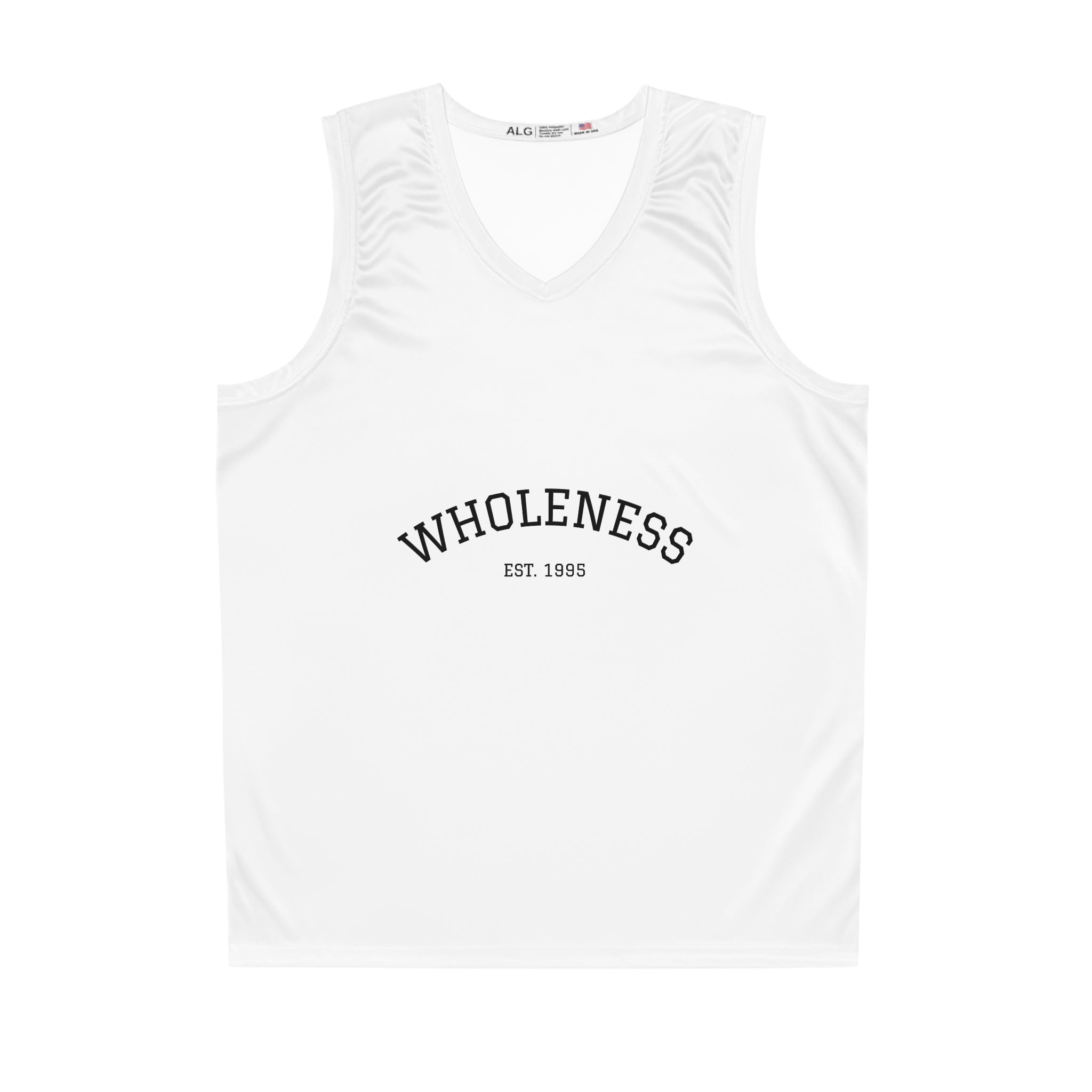 Wholeness Basketball Jersey — Minimal Arch Logo "WHOLENESS EST. 1995"