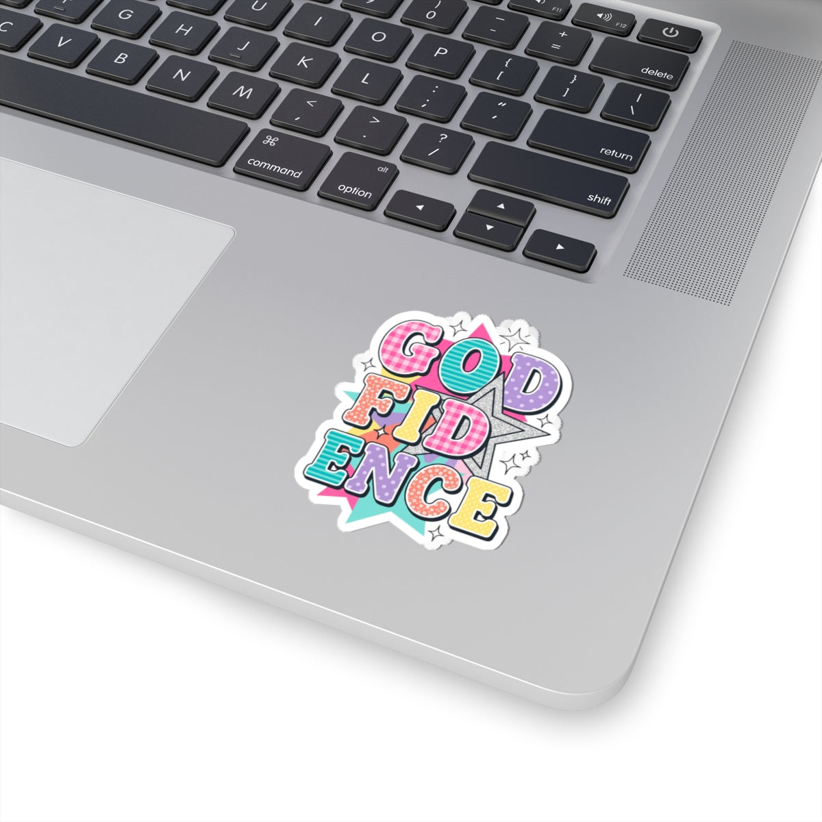 God Confidence Sticker | Christian rainbow scripture, playful faith decal