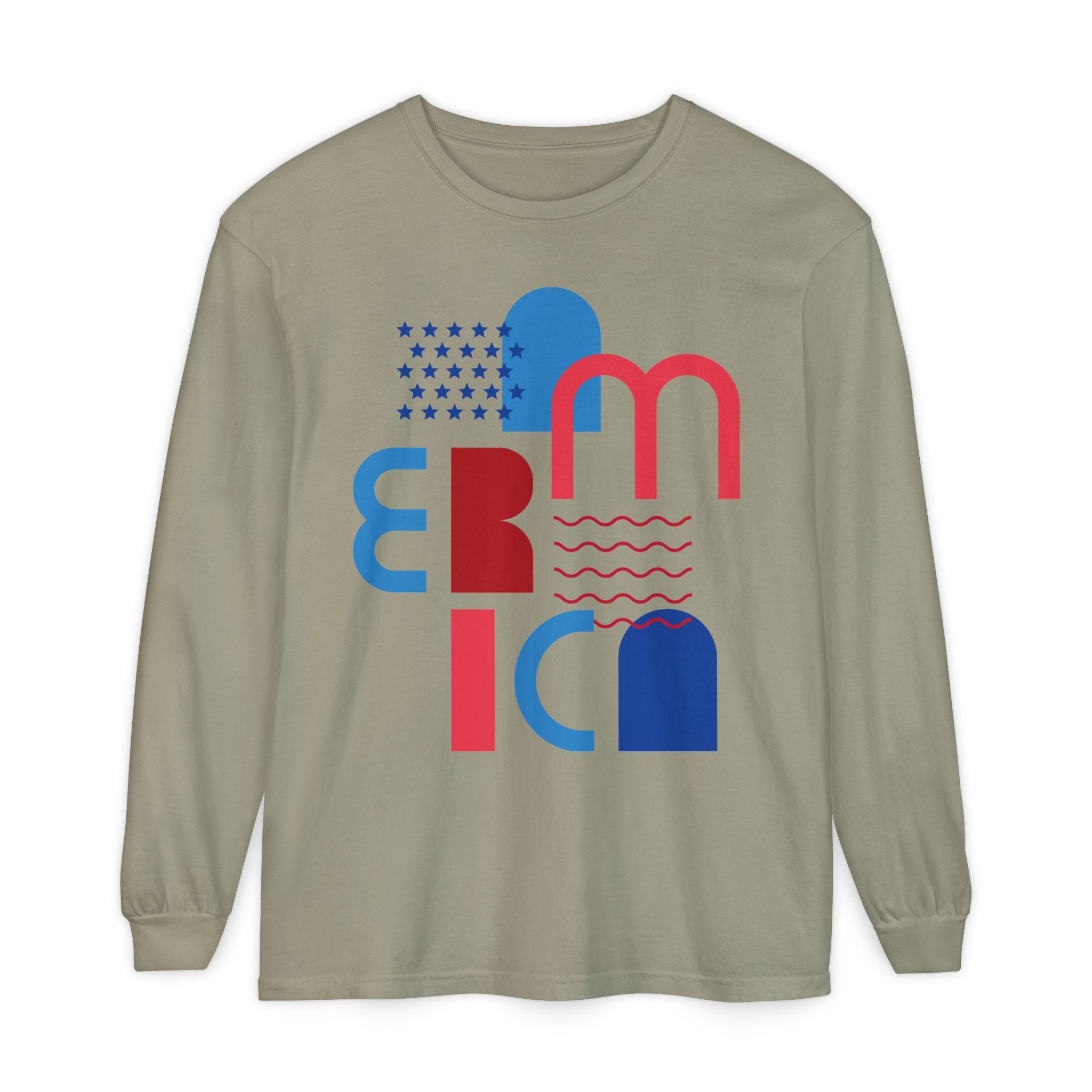 America Abstract Graphic Long Sleeve Tee