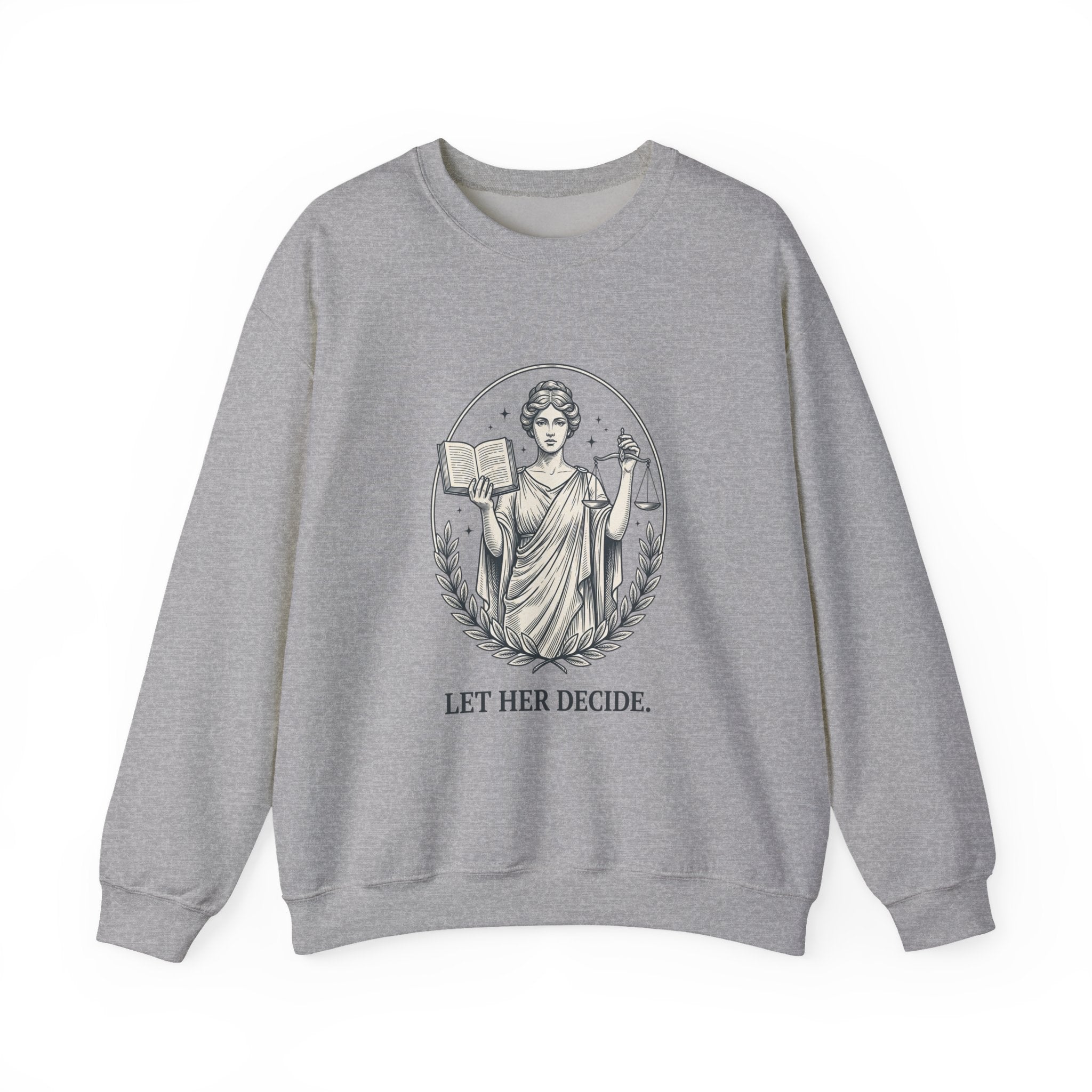 Gray sweatshirt with 'Peace Keeper' text on a white background