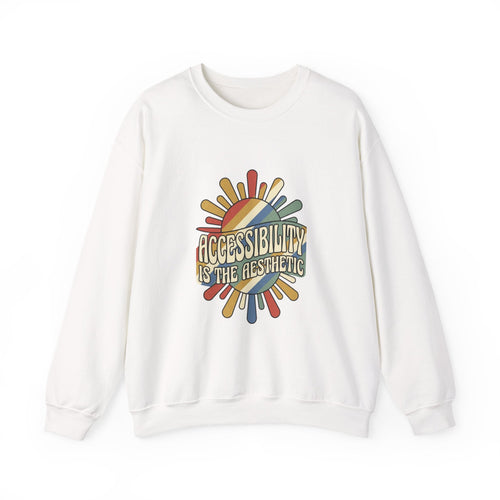 Accessibility Is the Aesthetic Sweatshirt | Disability Pride, Retro Rainbow Typography - Velqono