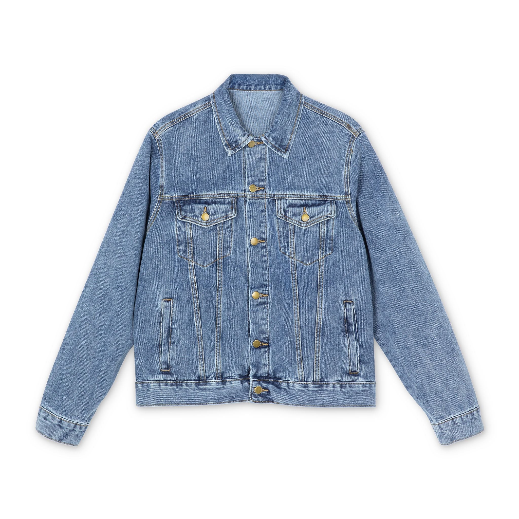 Classic Men’s Denim Jacket – Light Wash Casual Trucker Coat - Velqono
