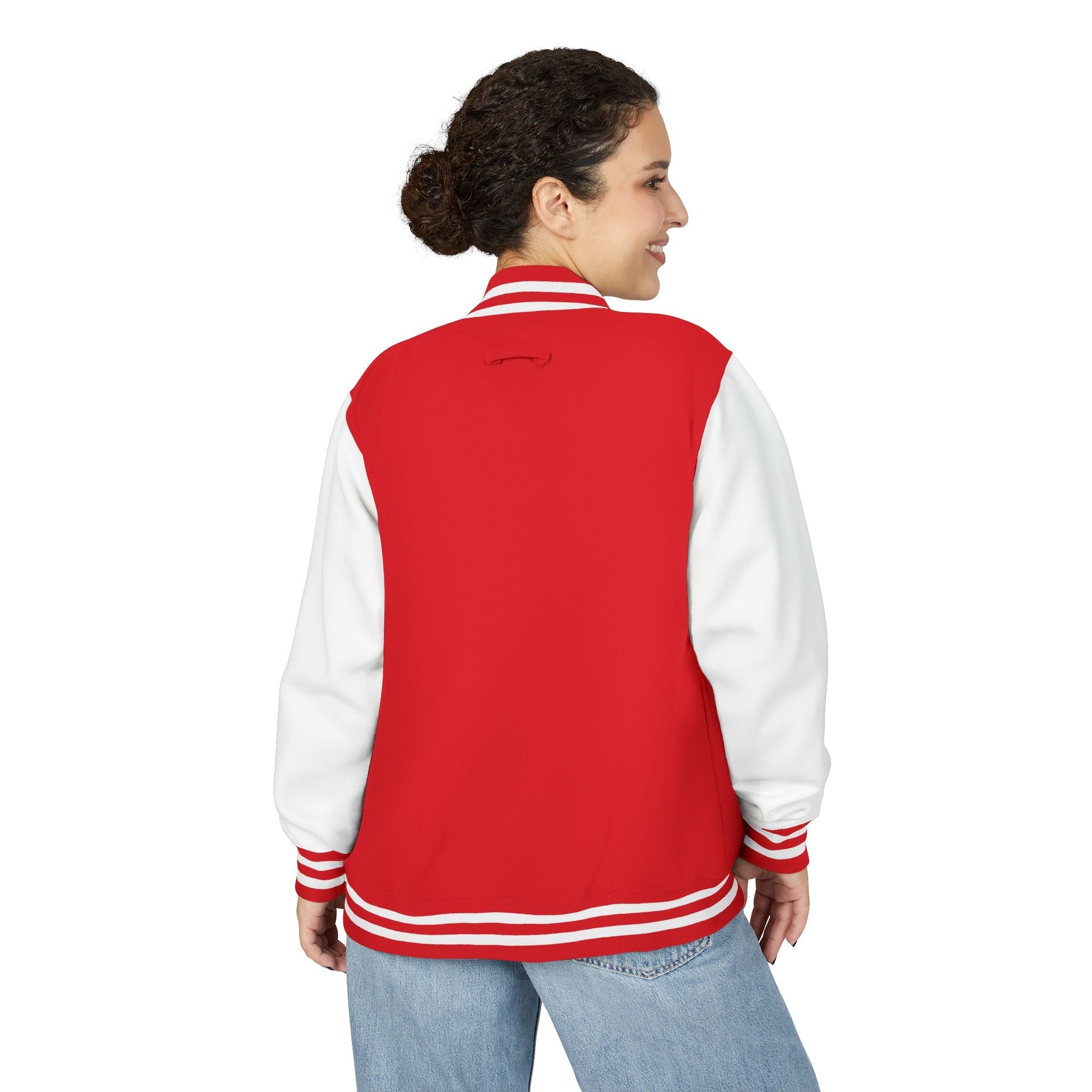 Classic Red & White Letterman Jacket - Velqono