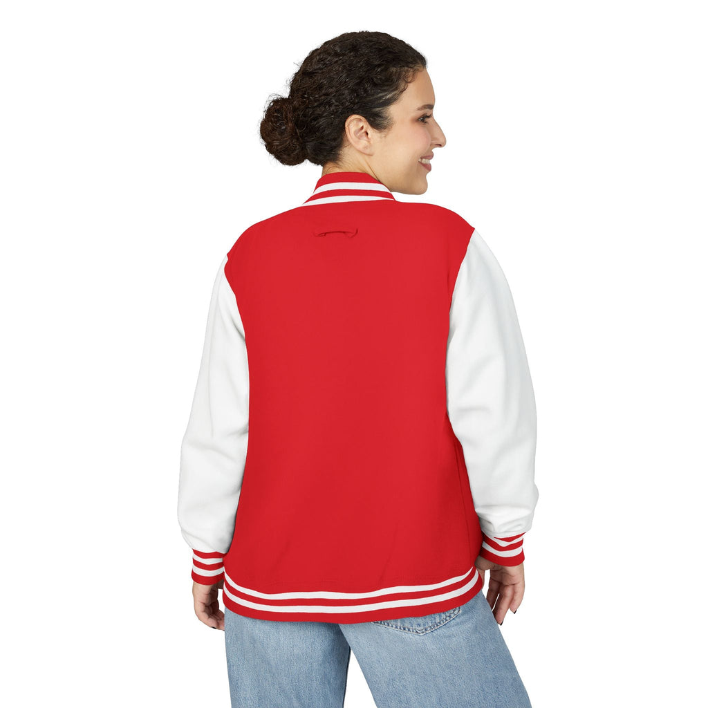 Classic Red & White Letterman Jacket - Velqono