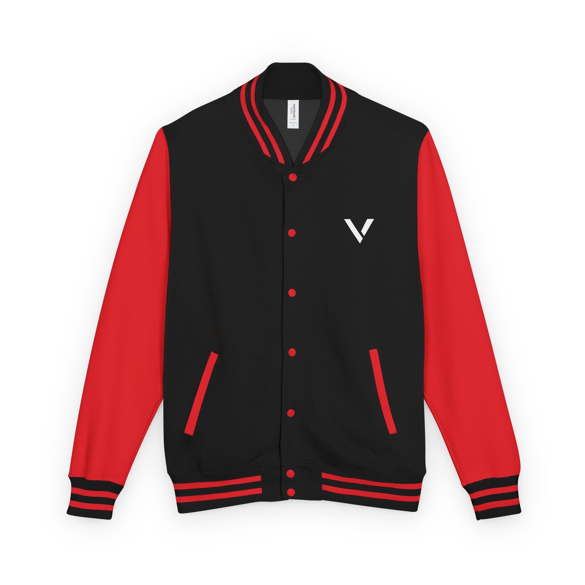 Classic Red & White Letterman Jacket - Velqono