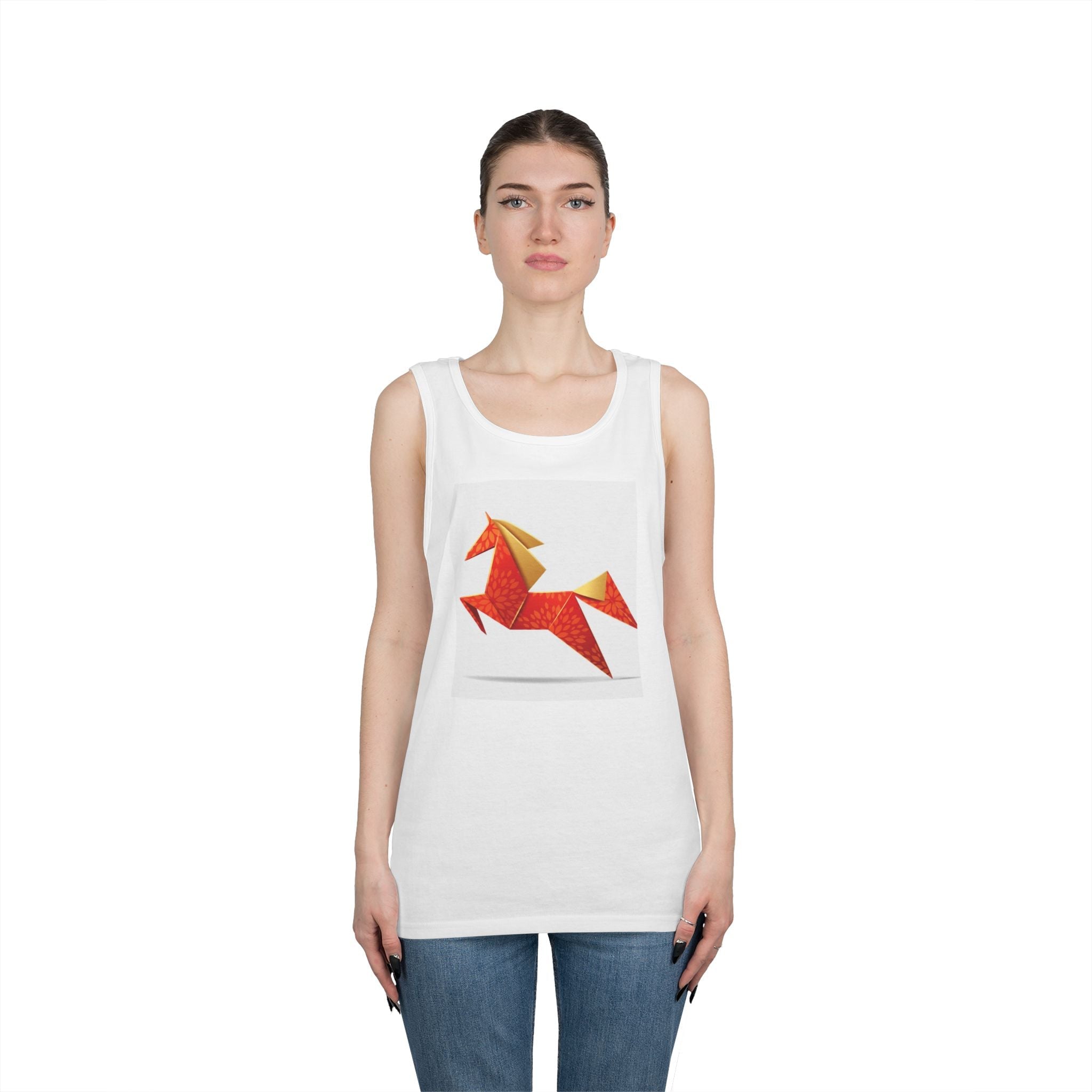 Cotton Tank Tops with Origami Fox Tank Top - Velqono