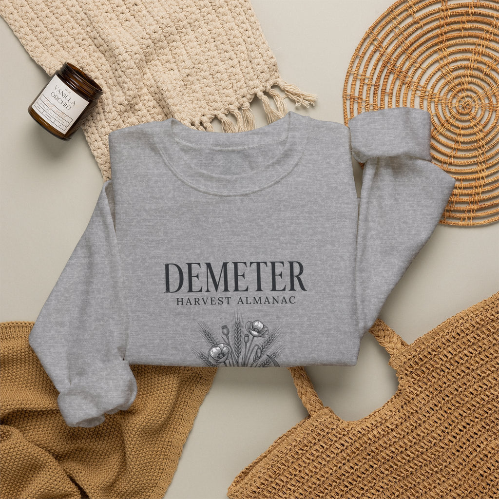 Demeter Harvest Almanac Crewneck Sweatshirt | Greek Mythology, Mythcore - Velqono