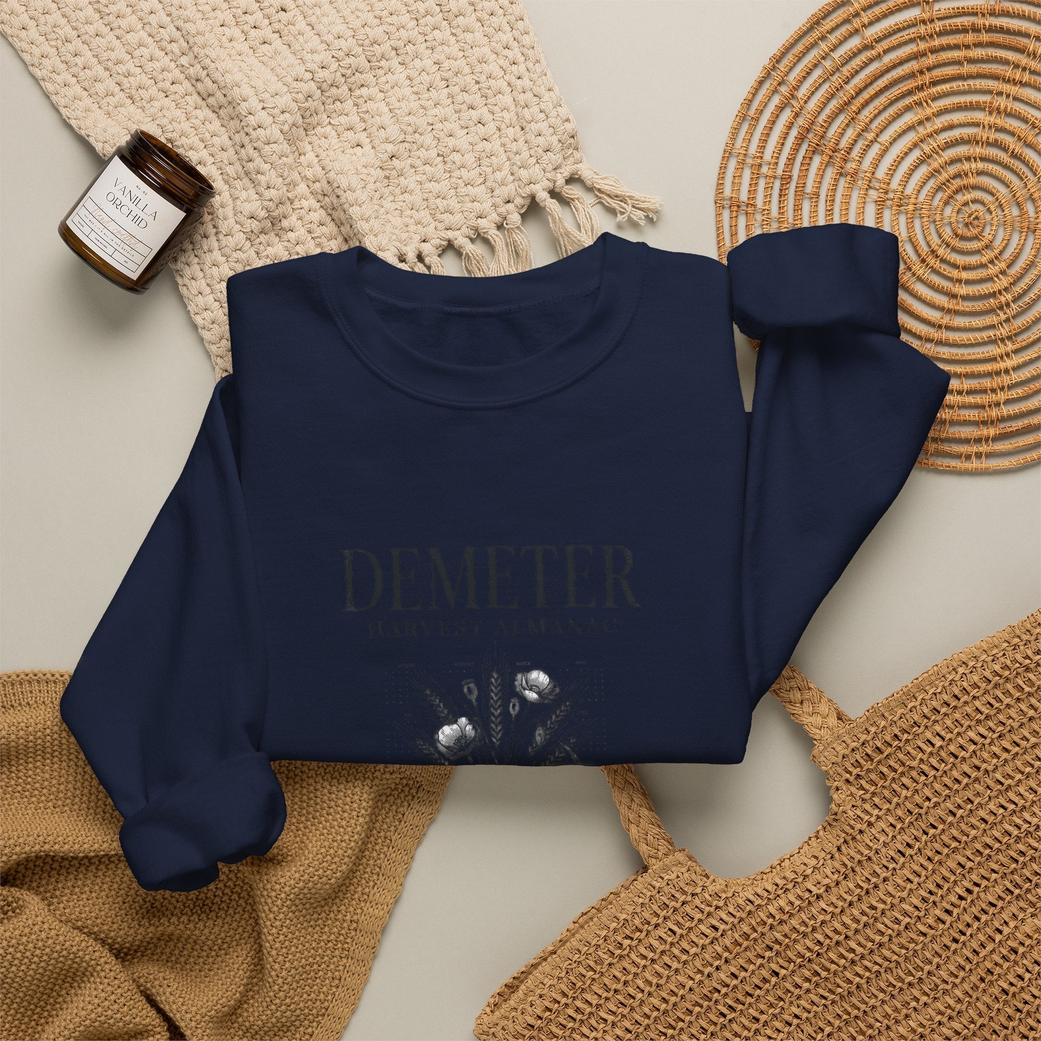 Demeter Harvest Almanac Crewneck Sweatshirt | Greek Mythology, Mythcore - Velqono