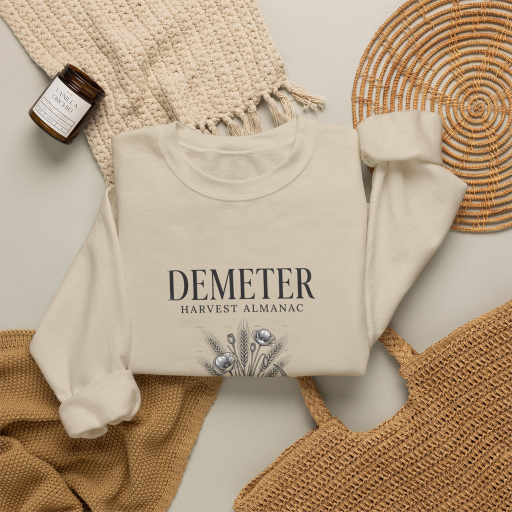 Demeter Harvest Almanac Crewneck Sweatshirt | Greek Mythology, Mythcore - Velqono