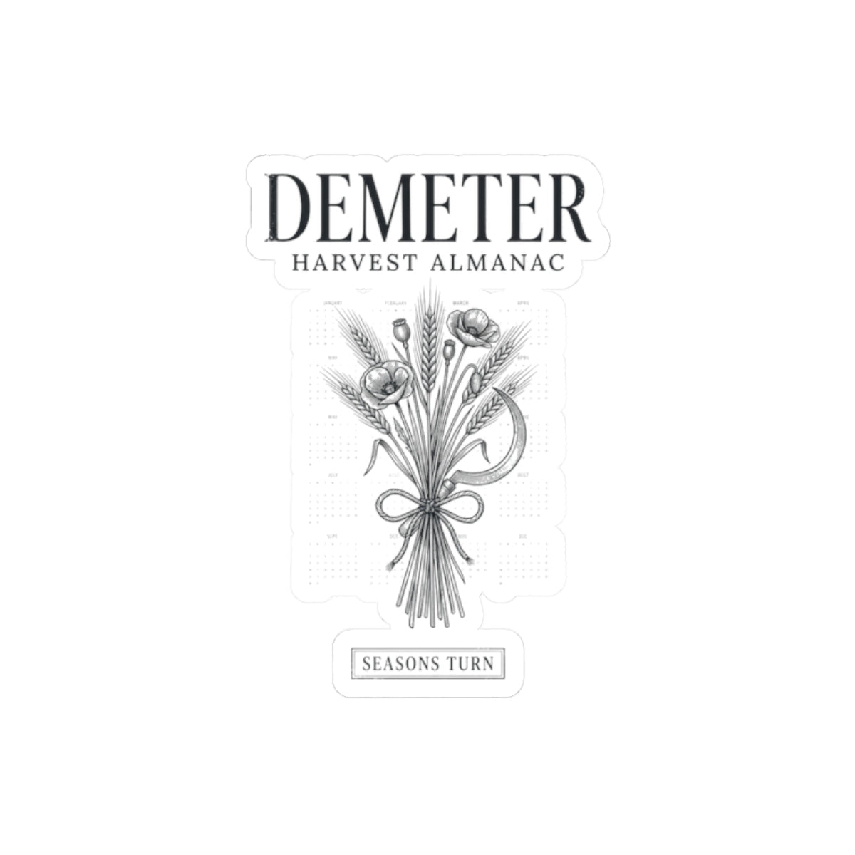 Demeter Harvest Almanac Kiss-Cut Stickers | Mythcore Greek Mythology - Velqono