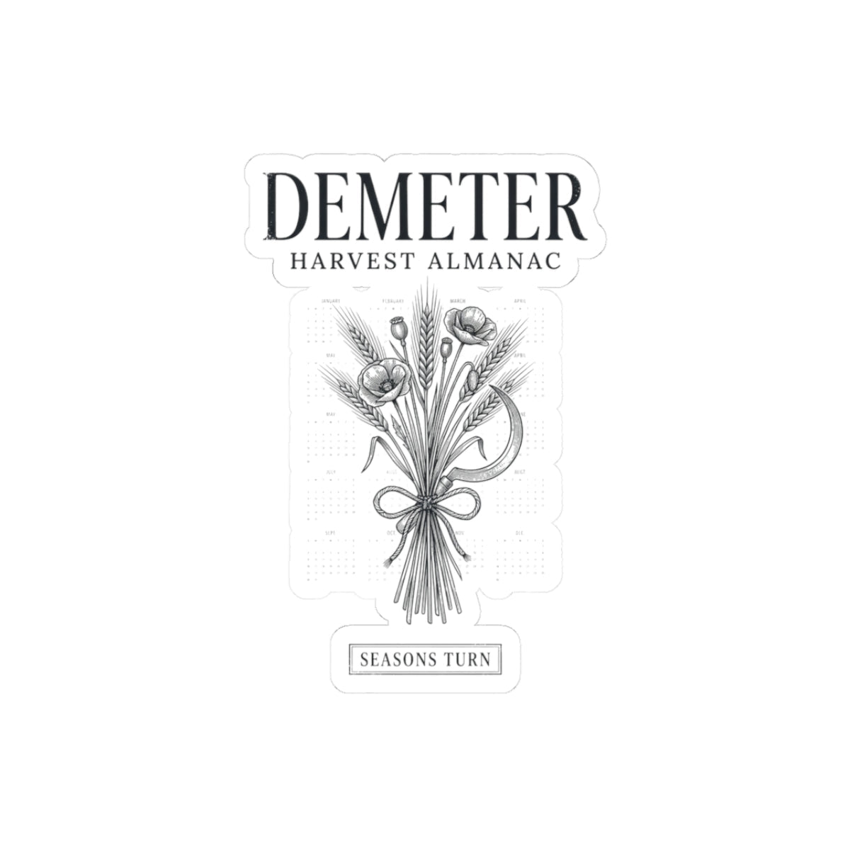 Demeter Harvest Almanac Kiss-Cut Stickers | Mythcore Greek Mythology - Velqono